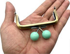 Half-Round Color-Ball Glue-In Kiss-Lock Purse Frame, 8 x 4 cm