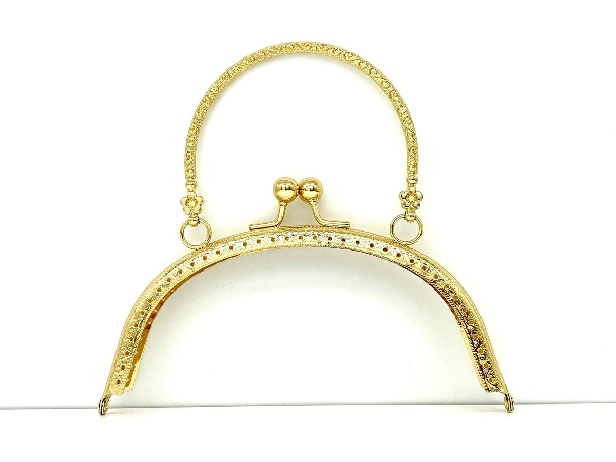 Half-Round Vintage Embossed Sew-In Kiss-Lock Purse Frame with Handles, 6 1/2" (16.5 cm)