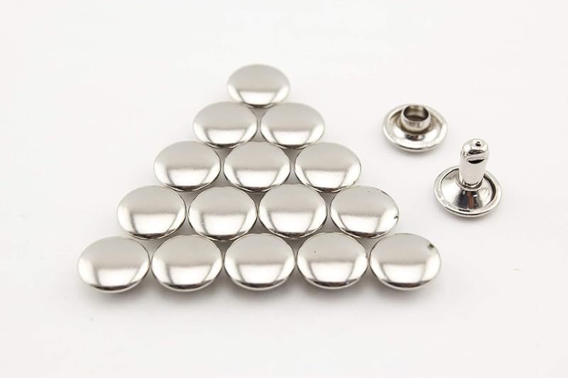 Double Flat Rivet Solid Brass Double Cap, Purse Rivet Studs for Leather Bag Making Clothing Shoes