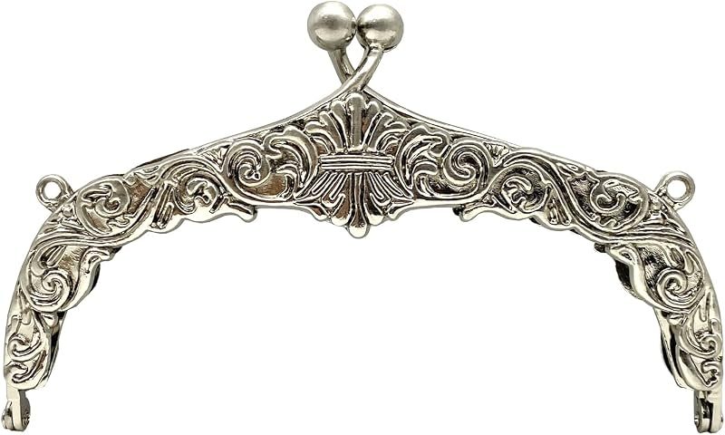 Vintage Embossed Screw-In Kiss-Lock Purse Frame, 5 5/16" x 2 9/16" (13.5 x 6.5 cm)