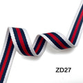 1" Striped Webbing Ribbon, 5 Yards - Green / Red Stripe