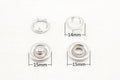 15mm 24L solid brass Snap Poppers Fasteners Prong Ring Press Studs Nickel