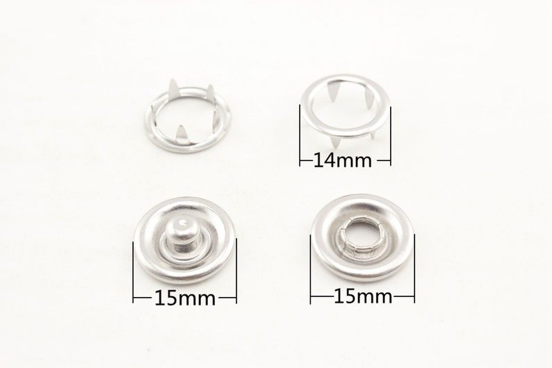 15mm 24L solid brass Snap Poppers Fasteners Prong Ring Press Studs Nickel