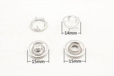 15mm 24L solid brass Snap Poppers Fasteners Prong Ring Press Studs Nickel