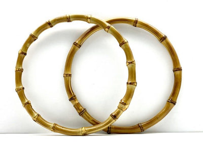 8 5/8" (22 cm) circle round Natural bamboo bag purse handles
