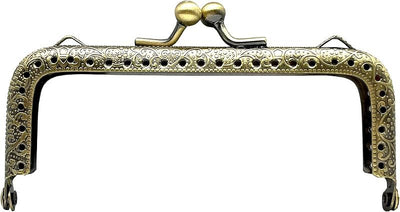 Rectangle Sew-In Kiss-Lock Purse Frame, 4 1/4" x 1 3/4" (11 x 4.5 cm) - with Chain Loops