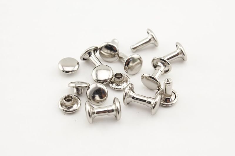 Double Flat Rivet Solid Brass Double Cap, Purse Rivet Studs for Leather Bag Making Clothing Shoes
