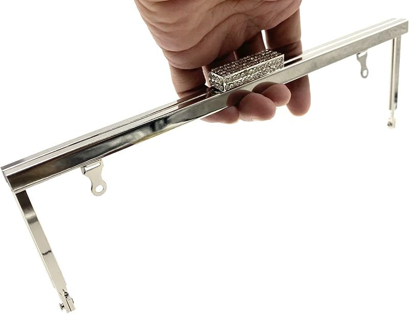 Rectangle Rhinestone Glue-In Kiss-Lock Purse Frame, 9 1/2" x 3" (24 x 7.5 cm)