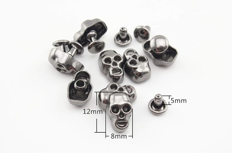 Skull Head Studs Rivets Zinc alloying Double Cup Decorative for Punk Leather Purse Bag Clothing Shoes