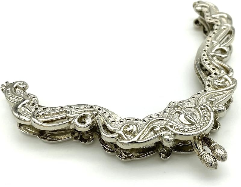 Vintage Embossed Screw-In Kiss-Lock Purse Frame, 5" x 3" (12.5 x 7.5 cm)