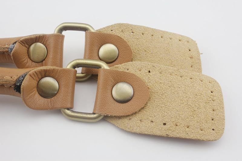 Sew-In Genuine Leather Purse Handles with Alloy Clasps