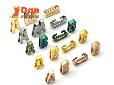 Small Metal Slide-On Letters for Dog Collars, Bag Straps & Belts Thick Alloy Strap Letter Hardware Custom Name DIY - 19 mm