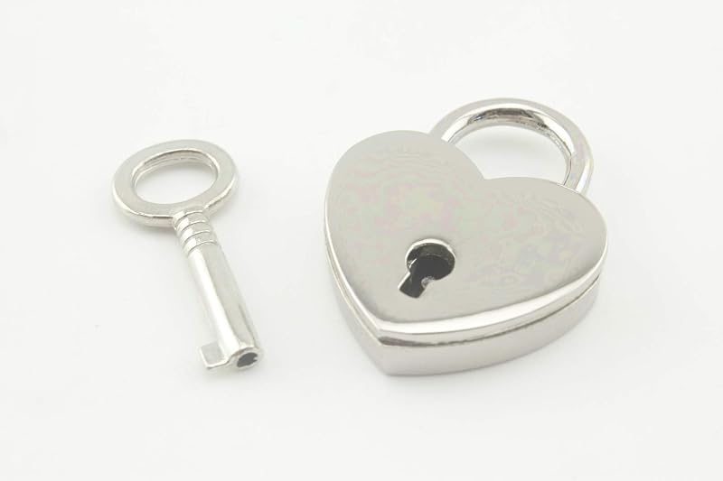 Bag Purse Clutch Padlock with Key Heart Shape zinc alloying for Jewelry Necklace Charm Box Making Hardware