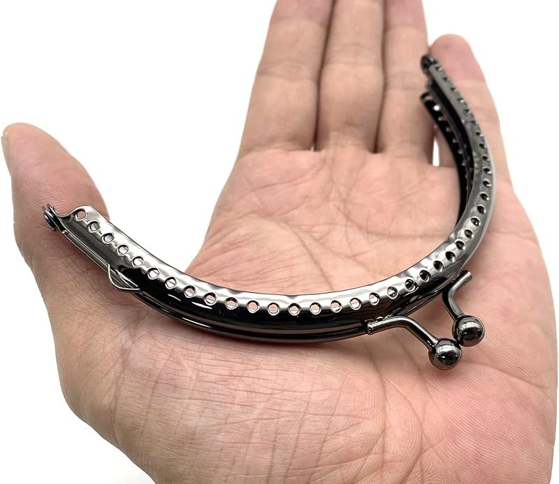 Half-Round Sew-In Kiss-Lock Purse Frame, 4" x 2 3/16" (10 x 5.5 cm) - 6mm Ball Clasp