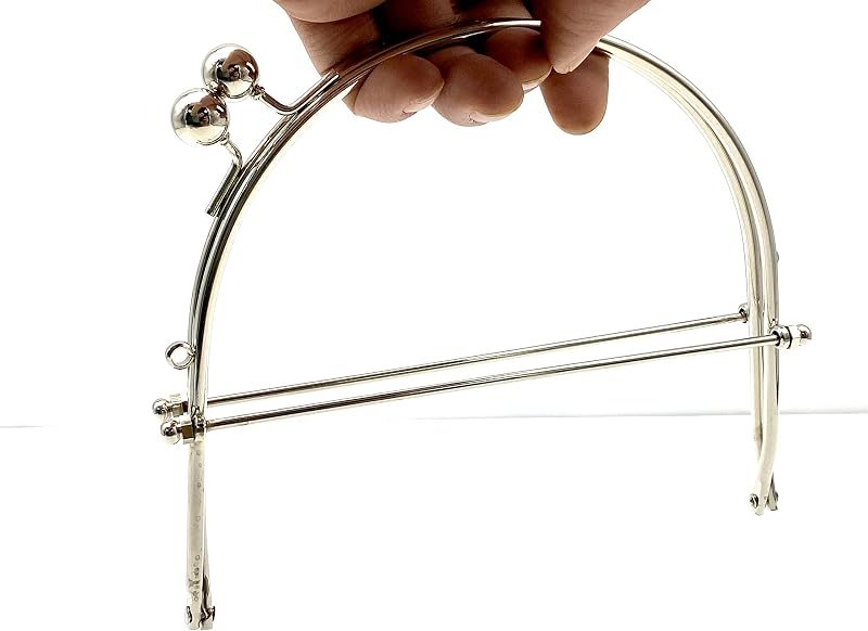 Sew-In Kiss-Lock Purse Frame with Handle, 6 1/8" x 5 3/4" (15.5 x 14.5 cm)