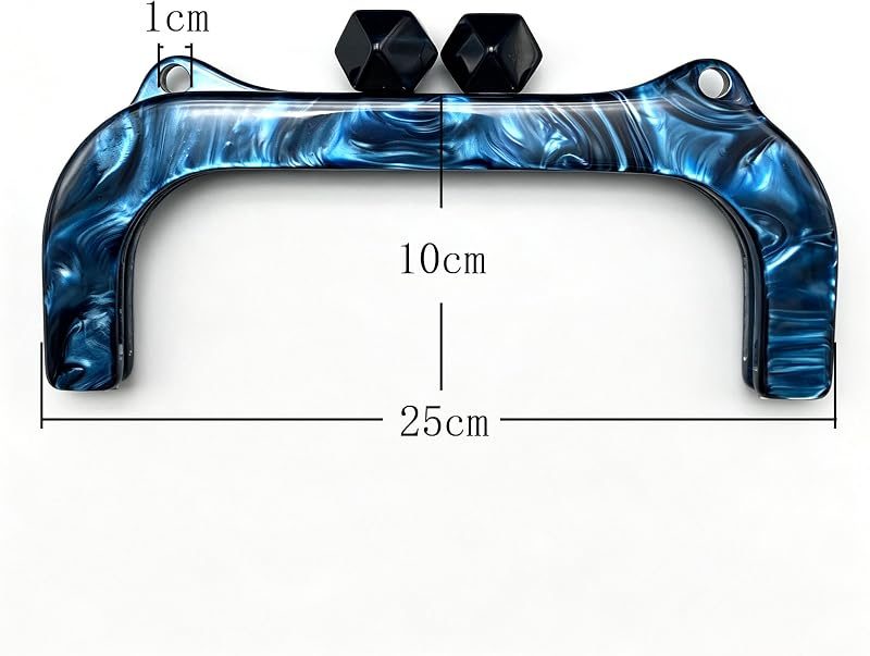 Rectangle Acrylic Purse Frame, 10" x 4" (25 x 10 cm) - Faceted Bead Clasp