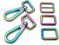 Dog leash purse snap swivel hooks, slider and rectangle ring for bag purse dog collar making repair / Rainbow colorful