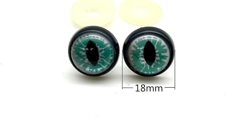 Plastic Safety Eyes with washers for Amigurumi Puppet Animal Crochet Stuffed Cat Eyes Crafts 3/4" / 18mm 12 pcs Green
