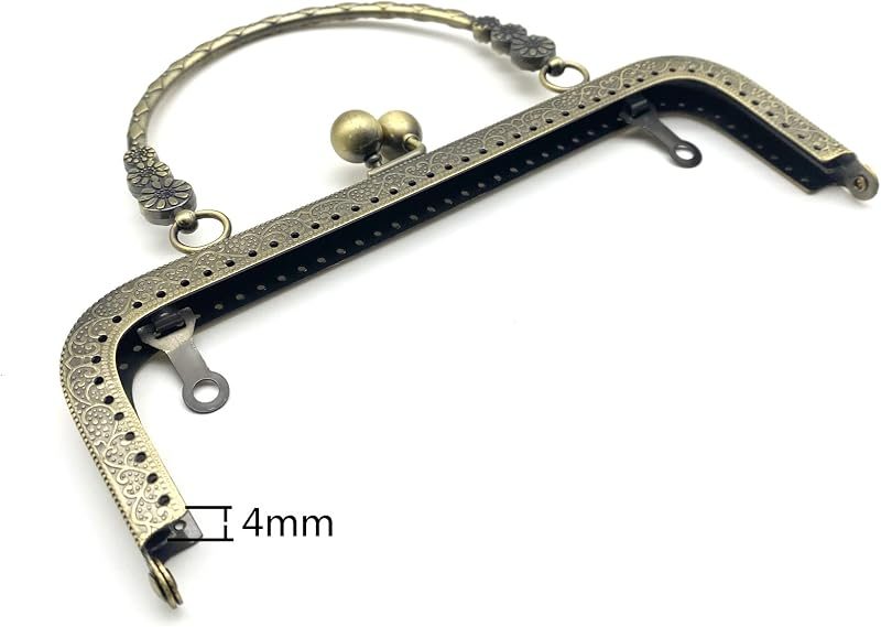 Rectangle Sew-In Kiss-Lock Purse Frame with Chain Loops, 7" x 2 5/8" (18 x 6.5 cm)