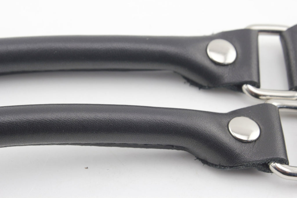 16.5 inch sew in genuine leather bag purse strap handles for purse bag making replacement Nickel hardware Black