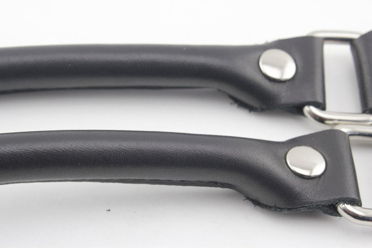 16.5 inch sew in genuine leather bag purse strap handles for purse bag making replacement Nickel hardware Black