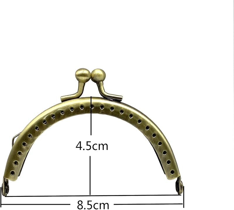 Sew-In Kiss-Lock Purse Frame, 3 3/8" x 1 3/4" (8.5 x 4.5 cm) - 7.5mm Ball Clasp