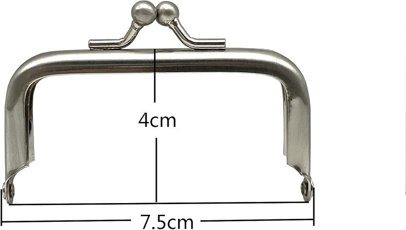 Glue-In Kiss-Lock Purse Frame, 3" x 1 5/8" (7.5 x 4 cm) - 6.5mm Ball Clasp
