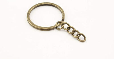 Split Key Ring with Chain (3cm) - Antique Brass
