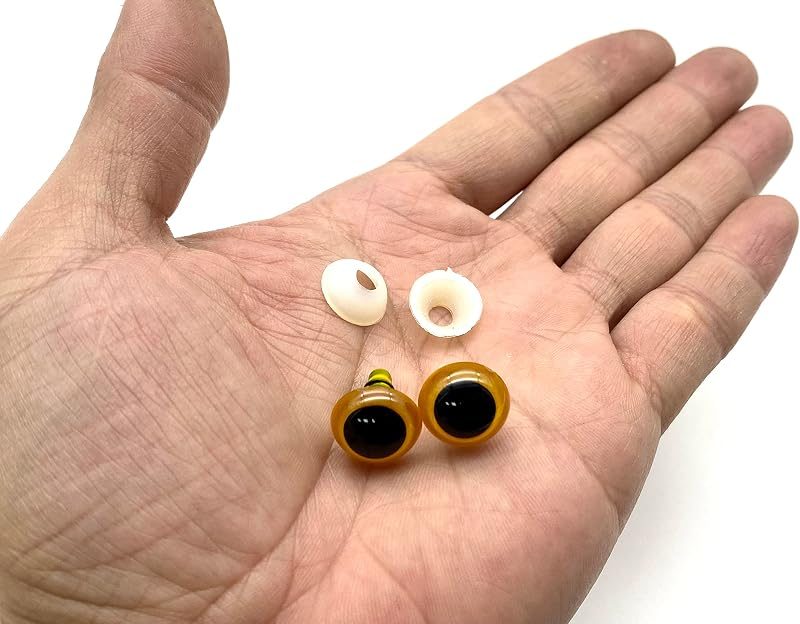 Plastic Safety Eyes with washers / 14 pcs Wheat