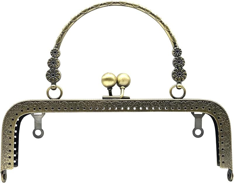 Rectangle Sew-In Kiss-Lock Purse Frame with Chain Loops, 7" x 2 5/8" (18 x 6.5 cm)