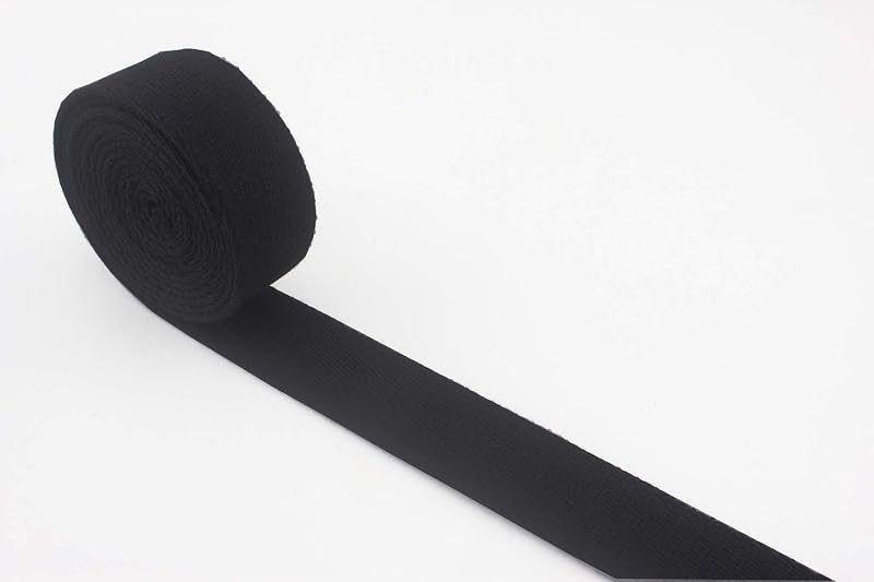 Polyester-Cotton Blend Webbing Ribbon 1" (25 mm) Heavy Weight Strap Replacement 5 Yards Black