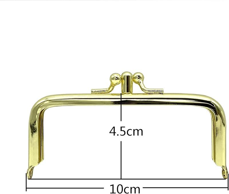 Rectangle Double-Pocket Glue-In Kiss-Lock Purse Frame, 4" x 1 3/4" (10 x 4.5 cm)