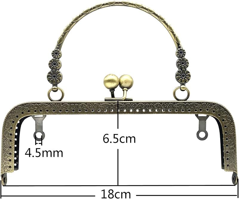 Rectangle Sew-In Kiss-Lock Purse Frame with Chain Loops, 7" x 2 5/8" (18 x 6.5 cm)