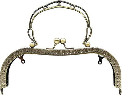 Sew-In Kiss-Lock Purse Frame, 8" x 3" (20 x 7.5 cm) - Antique Bronze