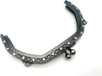 Vintage Embossed Rhinestone Sew-In Kiss-Lock Purse Frame, 5" x 3" (12.5 x 7.5 cm)