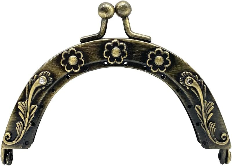 Vintage Embossed Sew-In Kiss-Lock Purse Frame, 3 1/2" x 2" (9 x 5 cm)