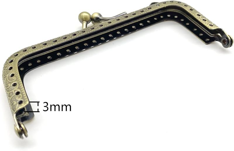 Rectangle Sew-In Kiss-Lock Purse Frame, 4 1/4" x 1 3/4" (11 x 4.5 cm) - with Chain Loops