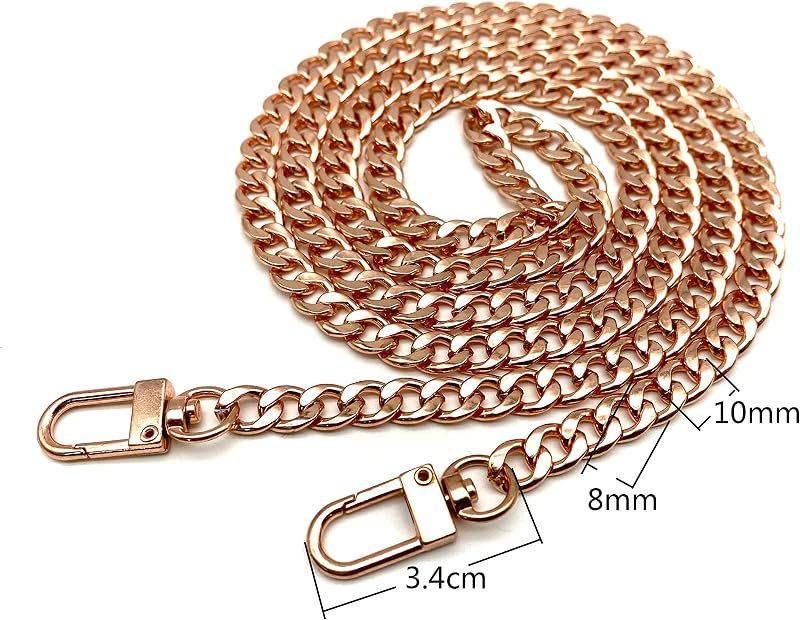 Custom Personalized Bag Purse Crossbody Shoulder Cuban Chain Strap Handles Replacement Extender / Rose Gold