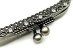 Vintage Embossed Rhinestone Sew-In Kiss-Lock Purse Frame, 5" x 3" (12.5 x 7.5 cm)