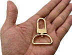 Square-Top Push-Gate Swivel Snap Hook, D-Ring Eye