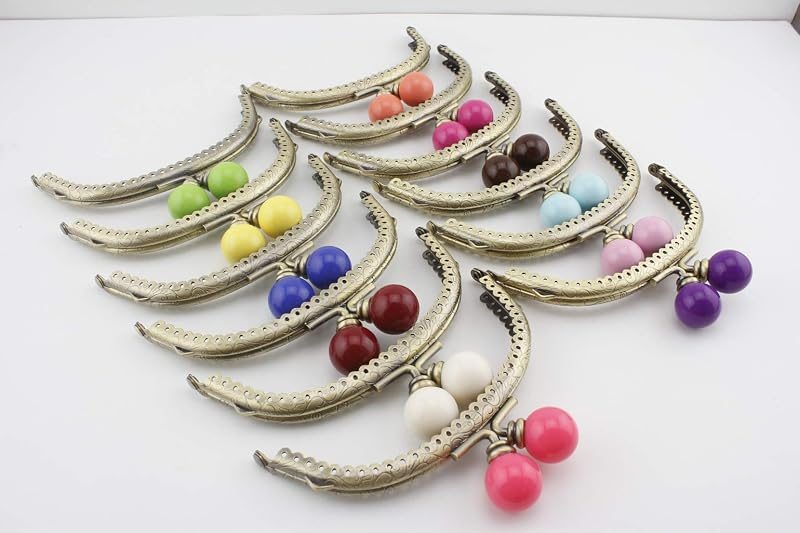 Color-Ball Glue-In Kiss-Lock Purse Frame, 12.5 x 5 cm
