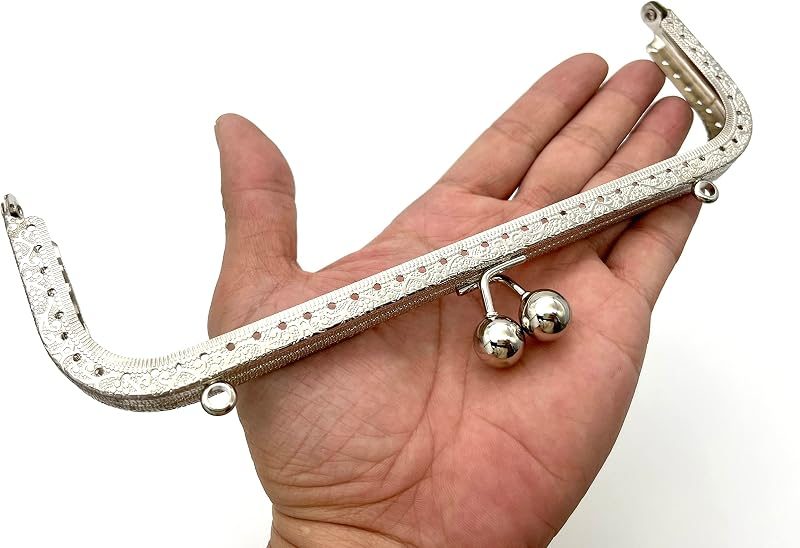 Rectangle Sew-In Kiss-Lock Purse Frame, 8" x 2 9/16" (20.5 x 6.5 cm) - with Chain Loops