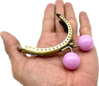 Half-Round Color-Ball Sew-In Kiss-Lock Purse Frame, 8.5 x 5 cm