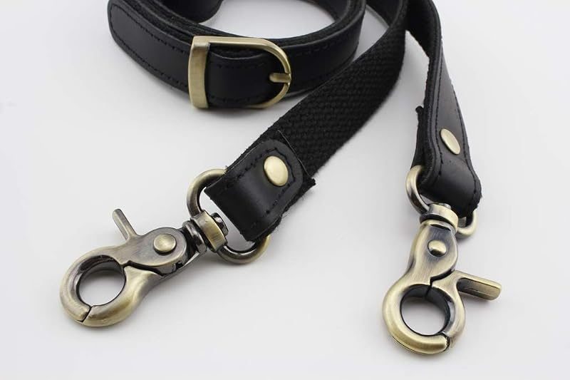 Adjustable Genuine Leather Shoulder Crossbody Bag Purse Strap Handles with Hooks for Bag Making Replacement / Black…