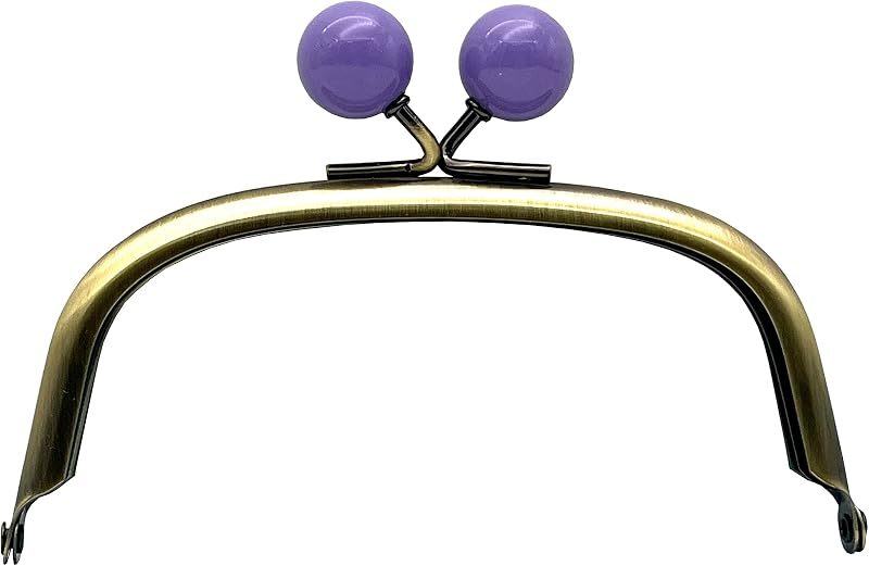 Half-Round Color-Ball Glue-In Kiss-Lock Purse Frame, 11 x 5 cm
