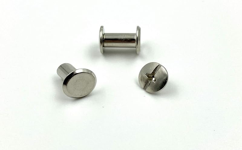 Iron Round Chicago Binding Screw Rivets Concho Screw Button Nail Rivet for DIY Leather Decoration Bookbinding / Nickel…