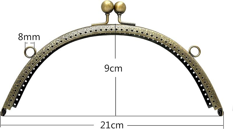 Half-Round Sew-In Kiss-Lock Purse Frame, 8 1/4" x 3 9/16" (21 x 9 cm)