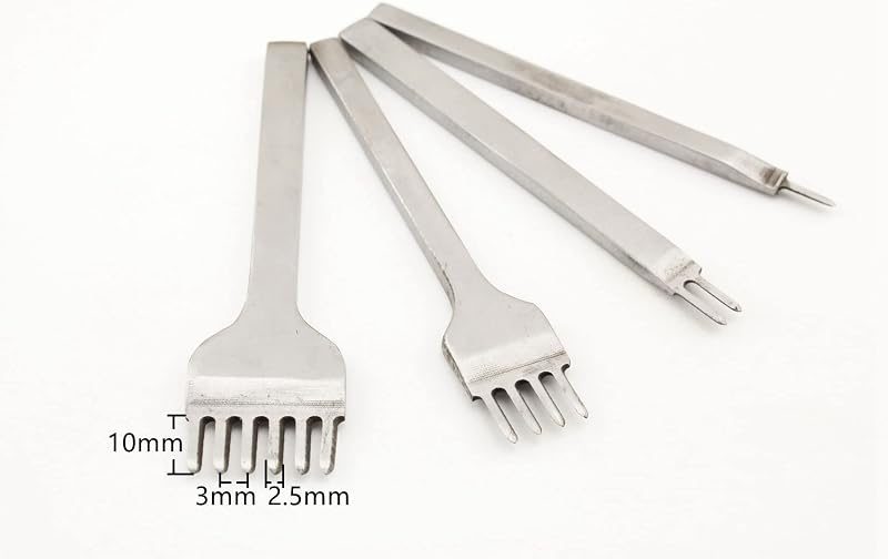 Pitch Lacing Stitching Holes Prong Hole Puncher 1+2+4+6 Chisel Set Craft Kits Lacing Stitching Sharp Pricking Iron Craft