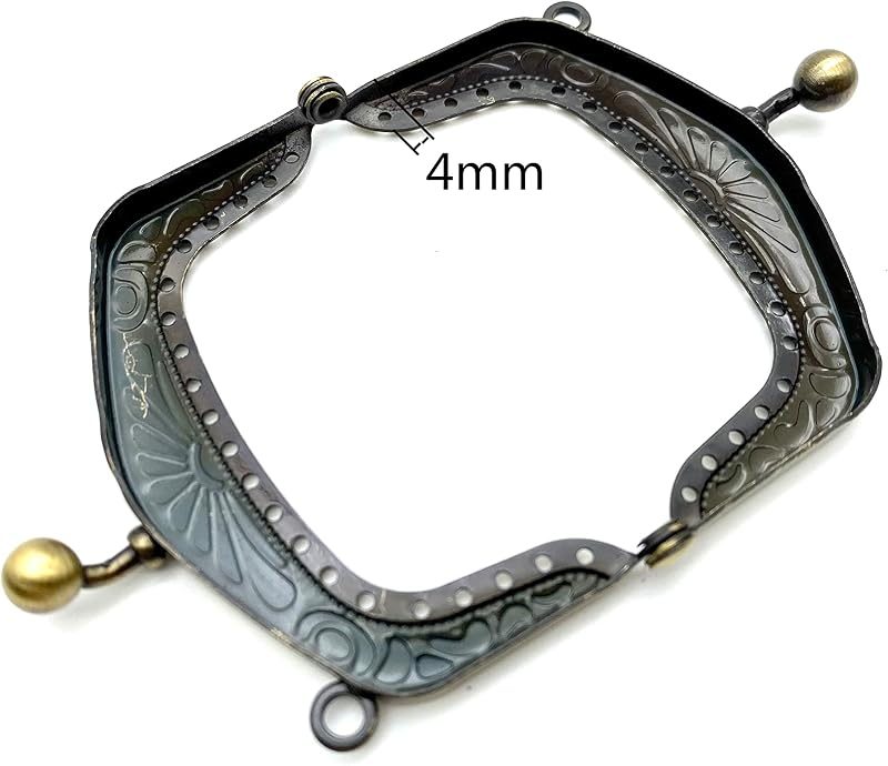 Rectangle Vintage Embossed Sew-In Kiss-Lock Purse Frame, 6 x 4 cm