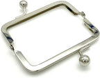 Rectangle Glue-In Kiss-Lock Purse Frame, 3 1/2" x 1 5/8" (9 x 4 cm) - Large 11mm Ball Clasp